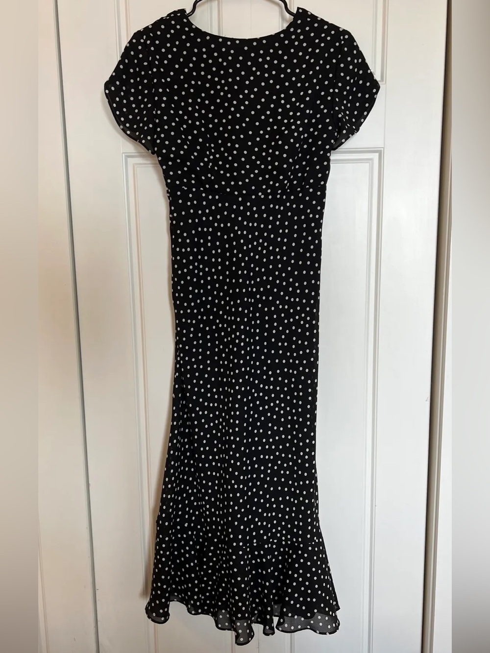 Vintage Black Polka Dot Midi Dress - Picture 4 of 6